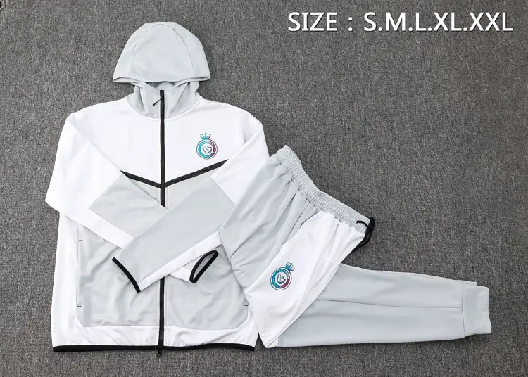 Liyide Gray and White Velvet Warm Training Clothing Hooded Jacket Jersey Men's 2324 Warm-Up Fitness Sportswear