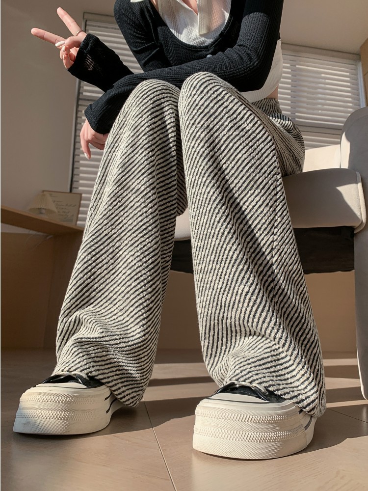Lazy style wide-leg pants women's spring and autumn high waist sports loose draping straight pants mopping casual wide-leg pants