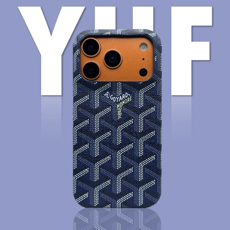 Magsafe magnetic suction is suitable for Apple 17pro phone case, iPhone 17promax, dark blue trendy brand Goya dog tooth pattern, 16promax silicone, 15promax protective case, 14promax