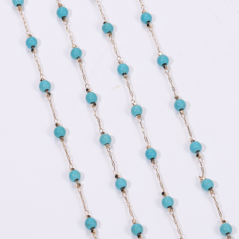 DIY Jewelry Chain European and American Small Fresh Turquoise Bead Chain Bracelet Necklace Jewelry Accessories Material