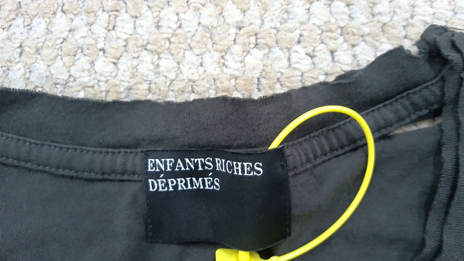 [Classic Work] Erd24 Melancholic Rich Second-Generation Printed Short Wide Distressed Washed Boxy Black Slogan Short Sleeve T-Shirt