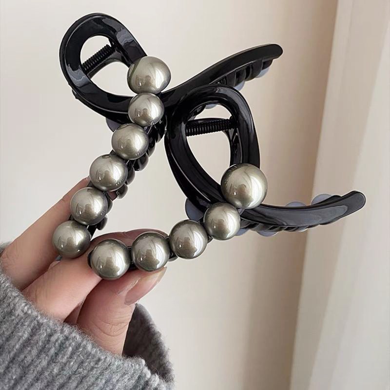 Giant can grasp ~ temperament high-class feeling large pearl hairpin female all-match shark clip niche design plate hair grip clip