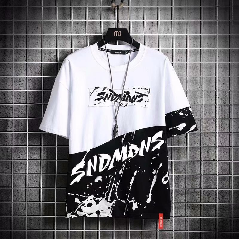 Short sleeve t-shirt men's summer ins fashion brand hip hop half sleeve student bottoming shirt Korean style trendy loose T-shirt top clothes