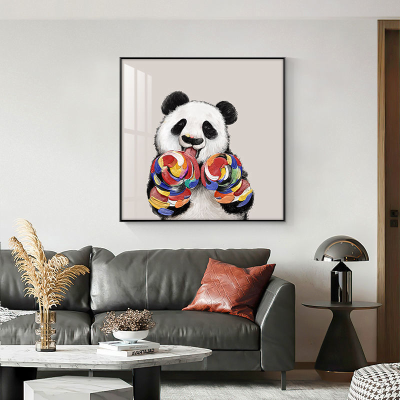Simple Modern Animation Decorative Painting Sofa Background Wall Restaurant Hanging Painting Bedroom Bedside Cartoon Trend Panda Mural
