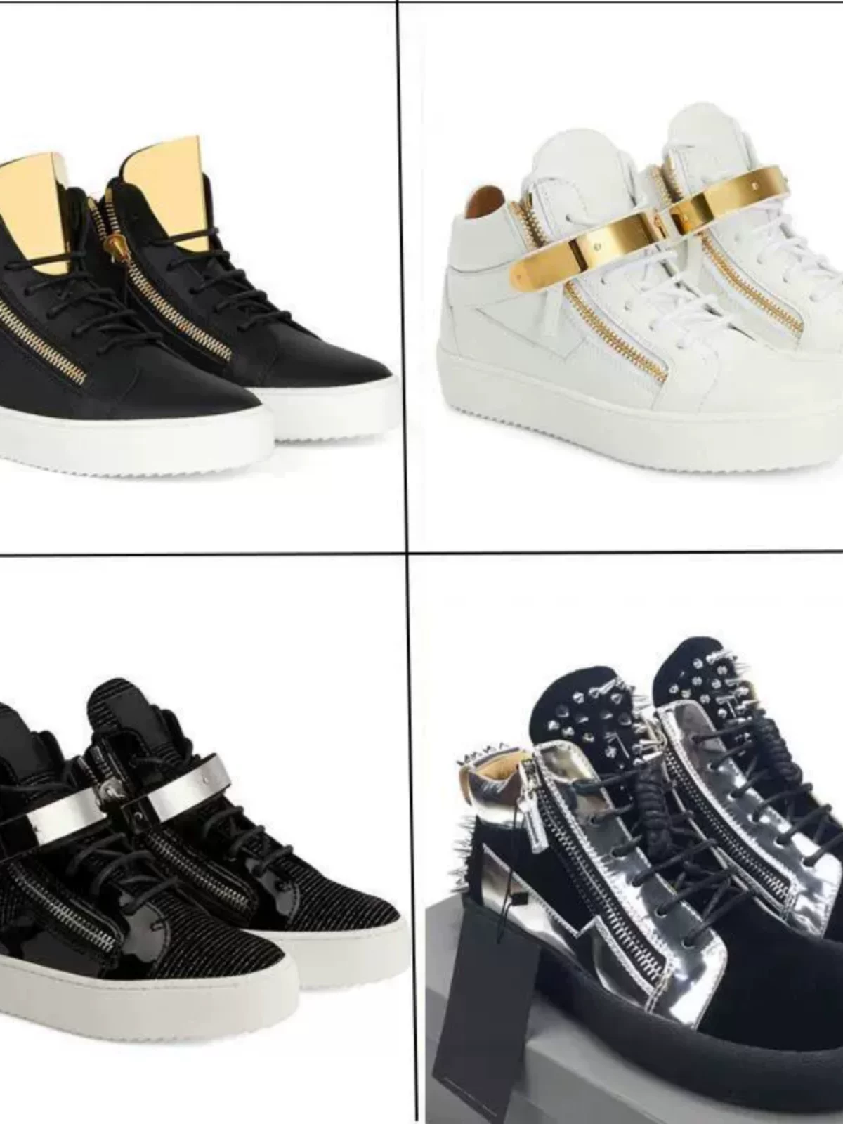 European and American New Classic Fashion Agz Men's Shoes Casual Thick-Soled Mid-Top Metal Zipper Flat-Soled Women's Shoes ins Trendy Student Style
