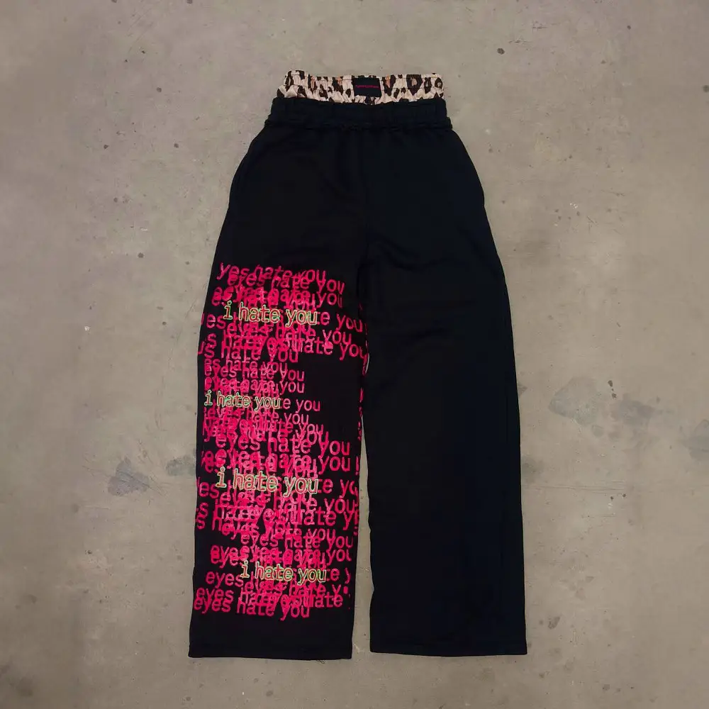 Retro Double Waist Design Casual Street Men's Pants Hip Hop Gothic Harajuku Loosen Pants Y2K Alphabet Pattern Sweatpants