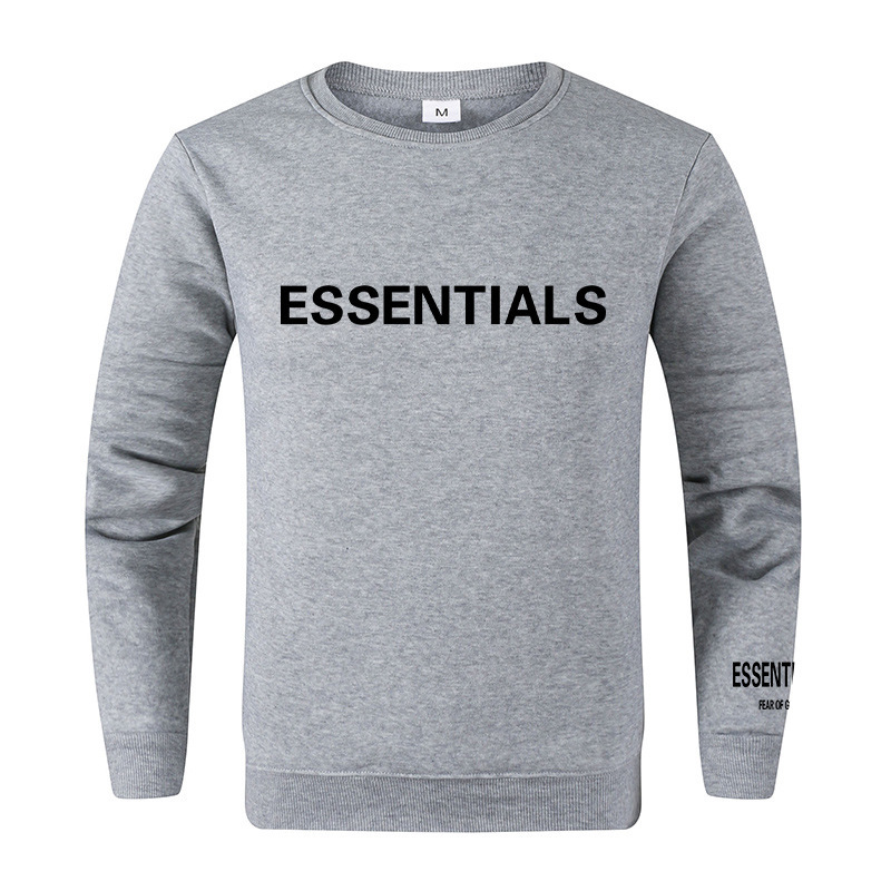 New Fear of God Fog Essentials Multi-Line Letter Round Neck Velvet Sweatshirt Loose for Men and Women