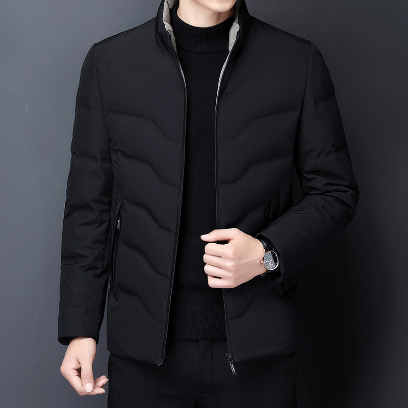 high quality Winter Men's 90 White Duck Down Warm Short Business Casual Middle-aged and Elderly Dad's Vertical Collar Down Jacket