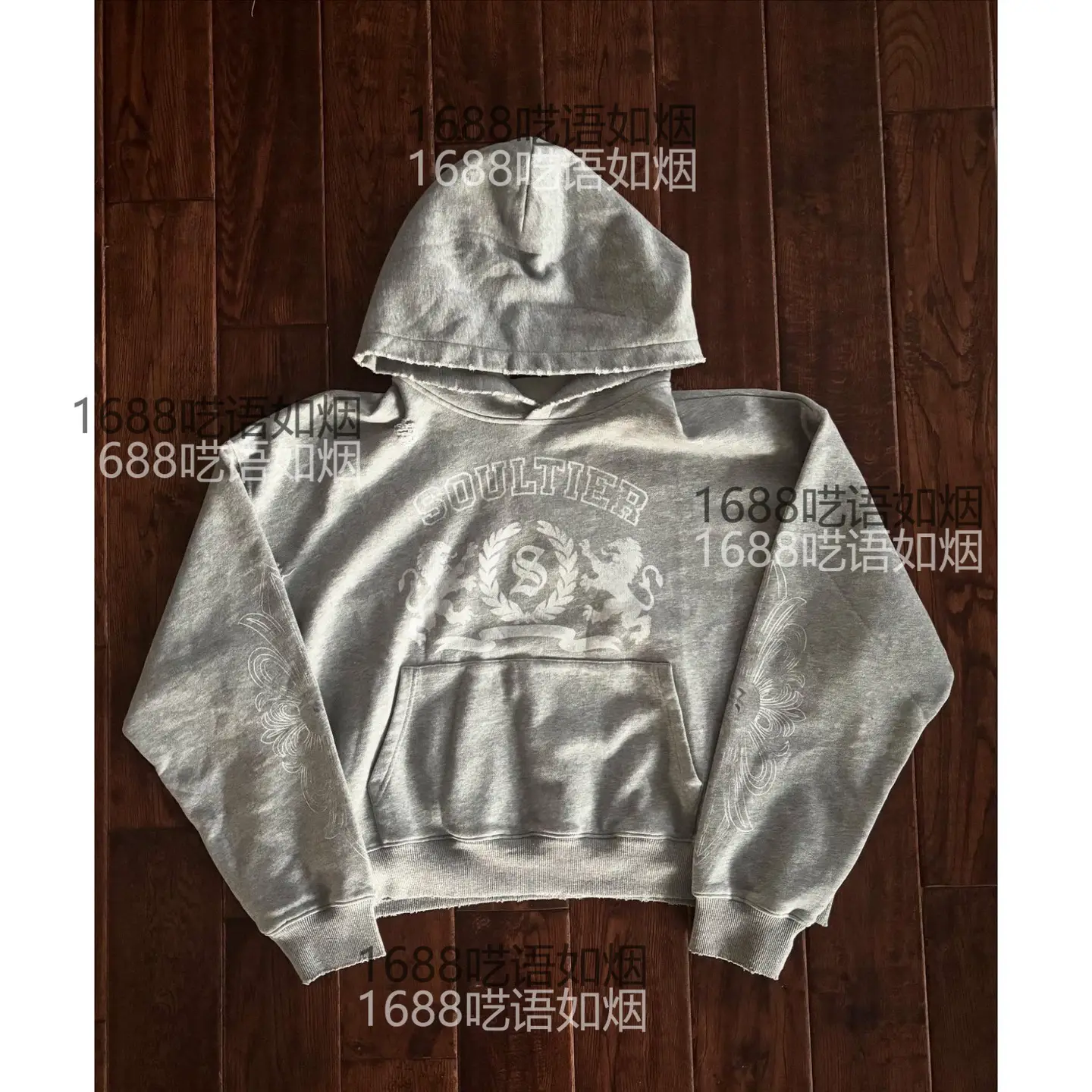 Ins European and American Cross-Border Graffiti Print Sweatshirt and Sweatpants Suit Long-Sleeved Pullover Hoodie Retro Jacket Street Y2K