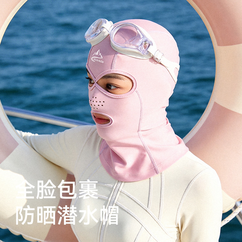 Diving Hood, Sun Protection Mask, Full Face Neck Protection, Women's Anti-Uv Swimming Surfing Cartoon Swimming Cap, Sun Protection Face Mask