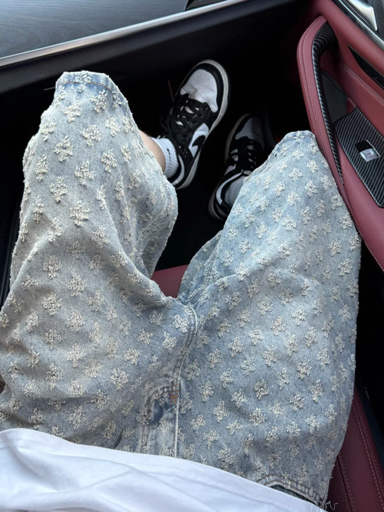 Full Printed Jacquard American Style Vintage Denim Shorts Men's Summer Thin hiphop Pants Trendy Brand Design Sense Pants QC-foto från 1688 på Qualit.ly