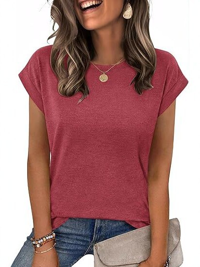 2025 Spring and Summer New European and American Cross-Border Solid Color Round Neck Short-Sleeved T-Shirt Women's Fashionable Casual Versatile Top