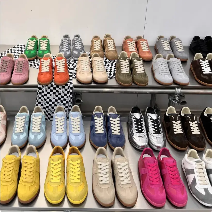 In-Stock Classic Retro Versatile Graffiti Color-Blocking Popular Unisex German Training Shoes Genuine Leather High-Top Low-Top Sneakers