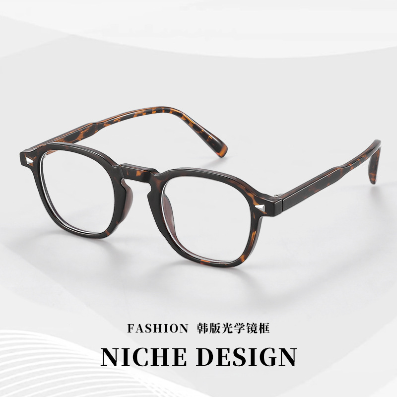 Tortoiseshell Color Small Frame Height Glasses Women's High-End Tr90 Frame 28009 Retro Anti-Blue Light Danyang Frame