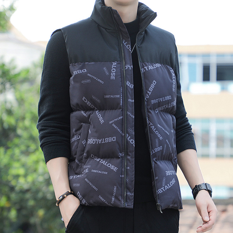 Down cotton vest men's winter new fashion brand loose plus size outer wear vest cold-proof warm workwear cotton-padded coat