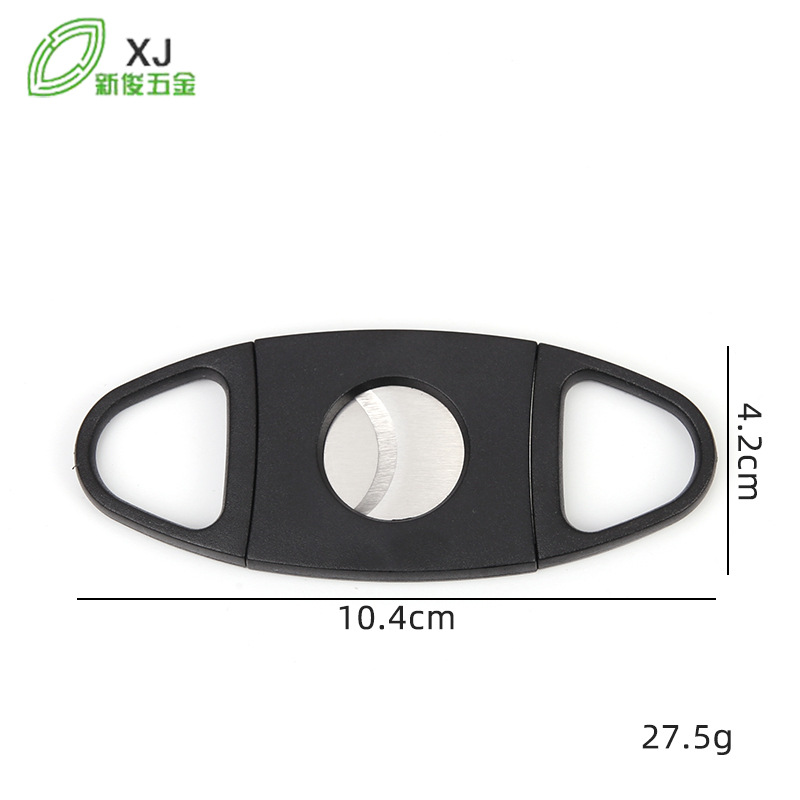 Factory Direct supply double blade stainless steel plastic cigar cutter black Mini Portable cigar cutter