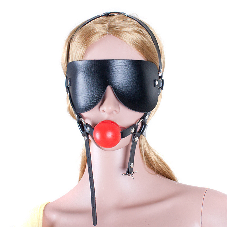 Esle adult fun black harness type eye mask silicone mouth ball training mouth plug flail mouth plug supplies wholesale