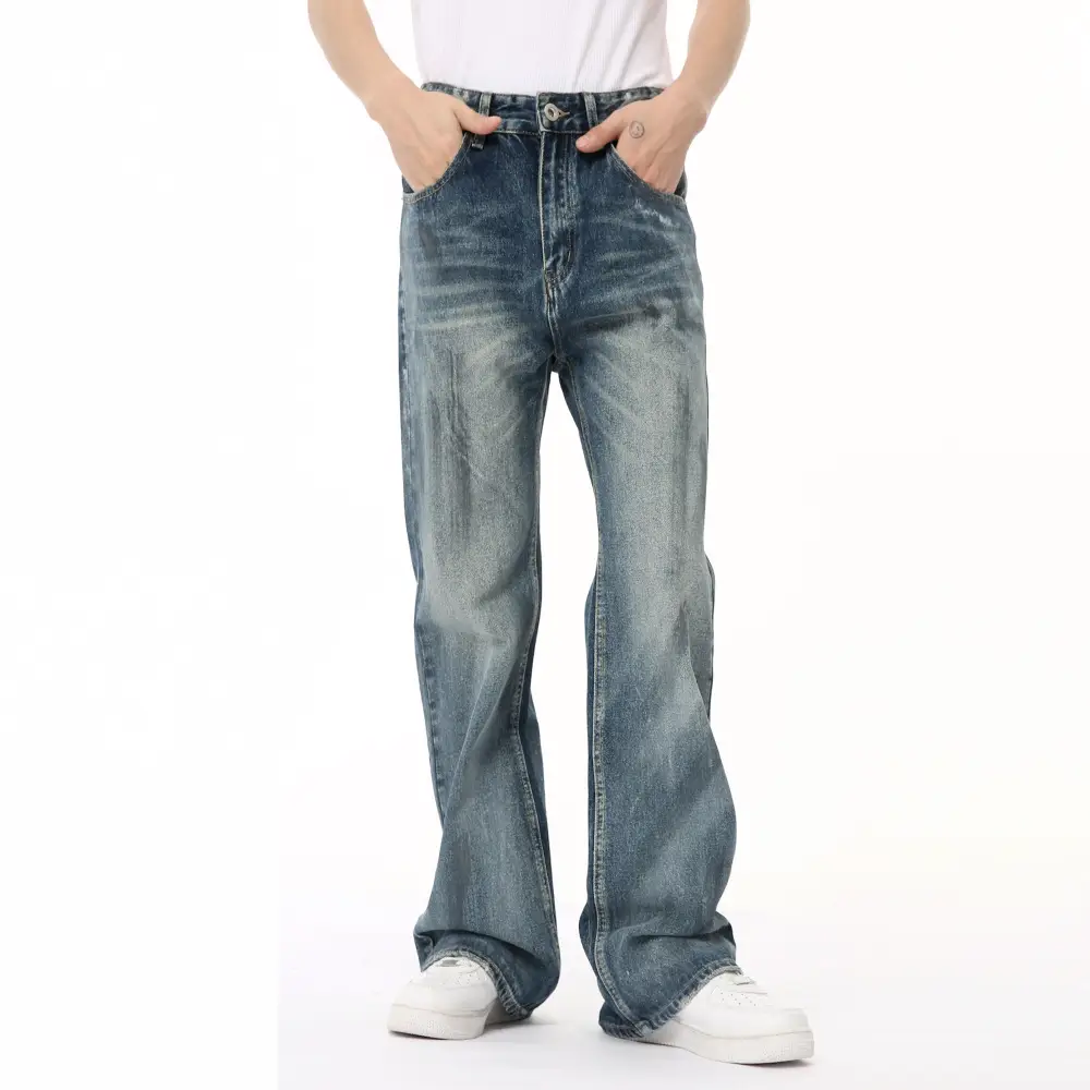 MTLCLOTHES men's | 2024 summer new American retro old color rub color casual jeans