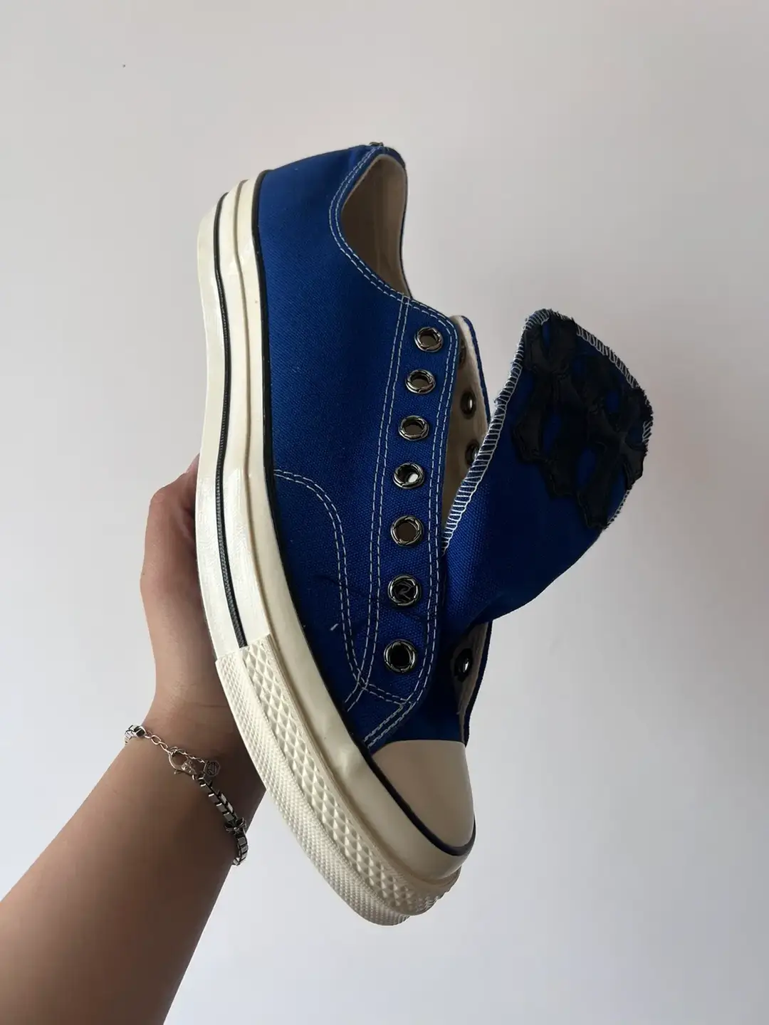 Remake Guest Cross Embroidered Leather Lacelock Blue Low Ankle Canvas Shoes All-Matching Comfortable Men and Women Same Style