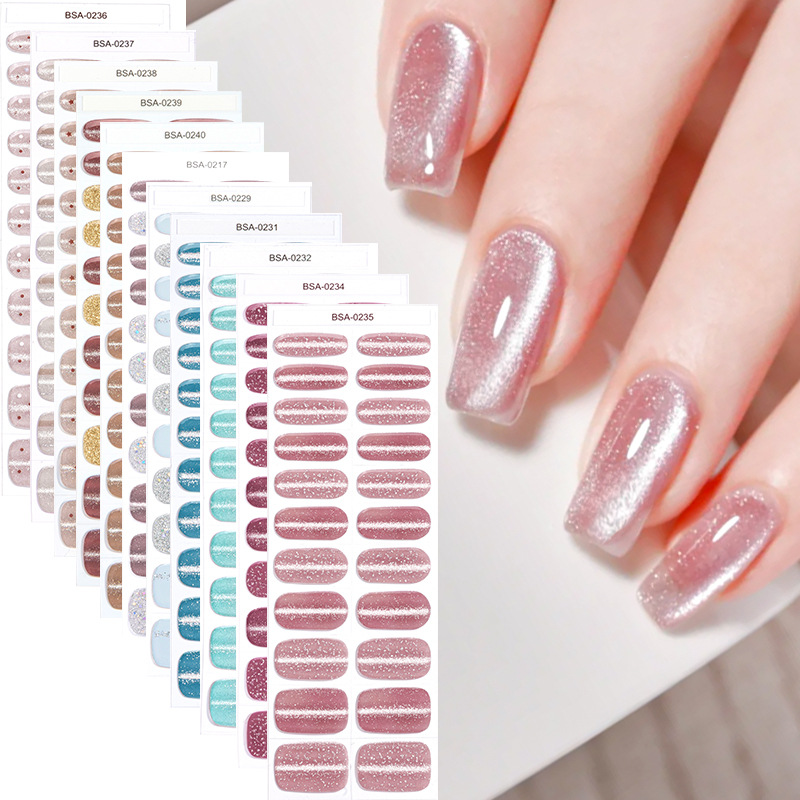 Zhengxiang Non-Baking Gel Nail Sticker DIY Light Cateye Amazon Cross-border Flash Light-Free NO UV Nail Sticker