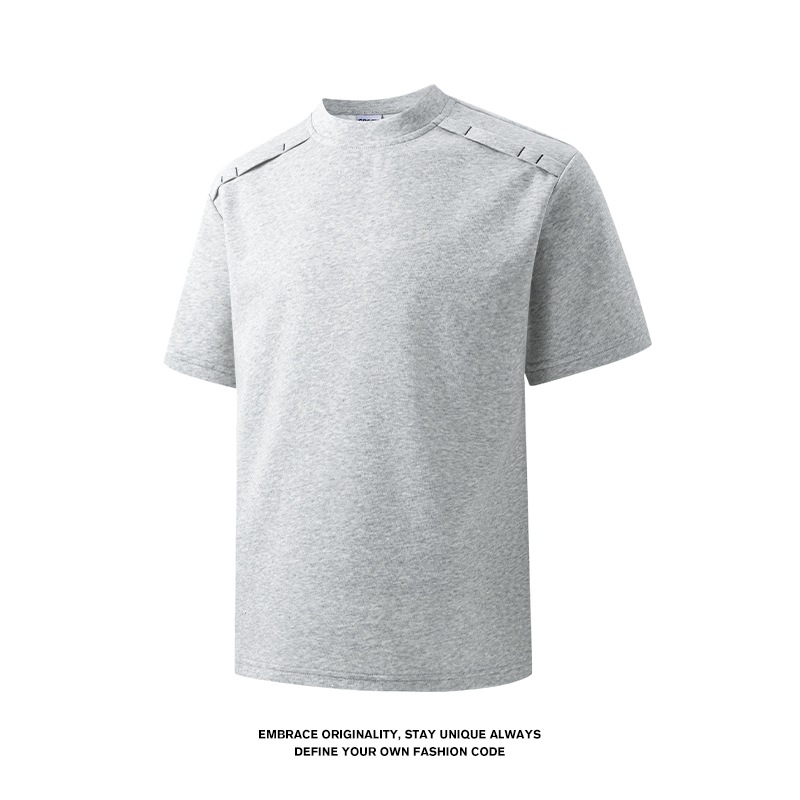 2026 New Men's Casual Short-Sleeved T-Shirt with American-Style Knotting and Splicing Design, Loose Round-Neck T-Shirt for Men