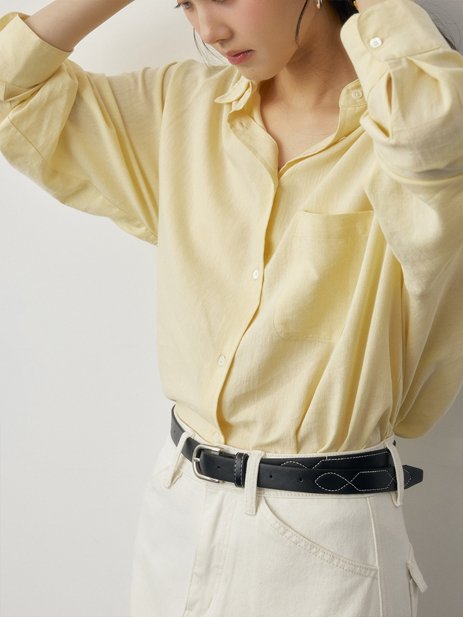 Simple Healing Style Outfit Tencel Linen Cotton Comfortable Breathable Women's Shirt 2026 Spring New Model 60117