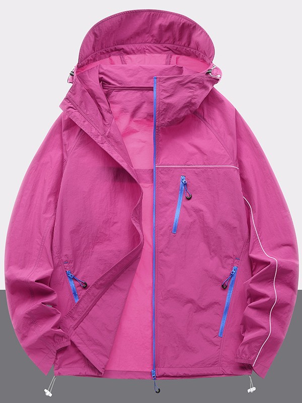 UPF100 Summer Ice Silk Sun Protection Clothing UV Protection Woven Sun Protection Skin Clothing Breathable Hood with Storage Belt