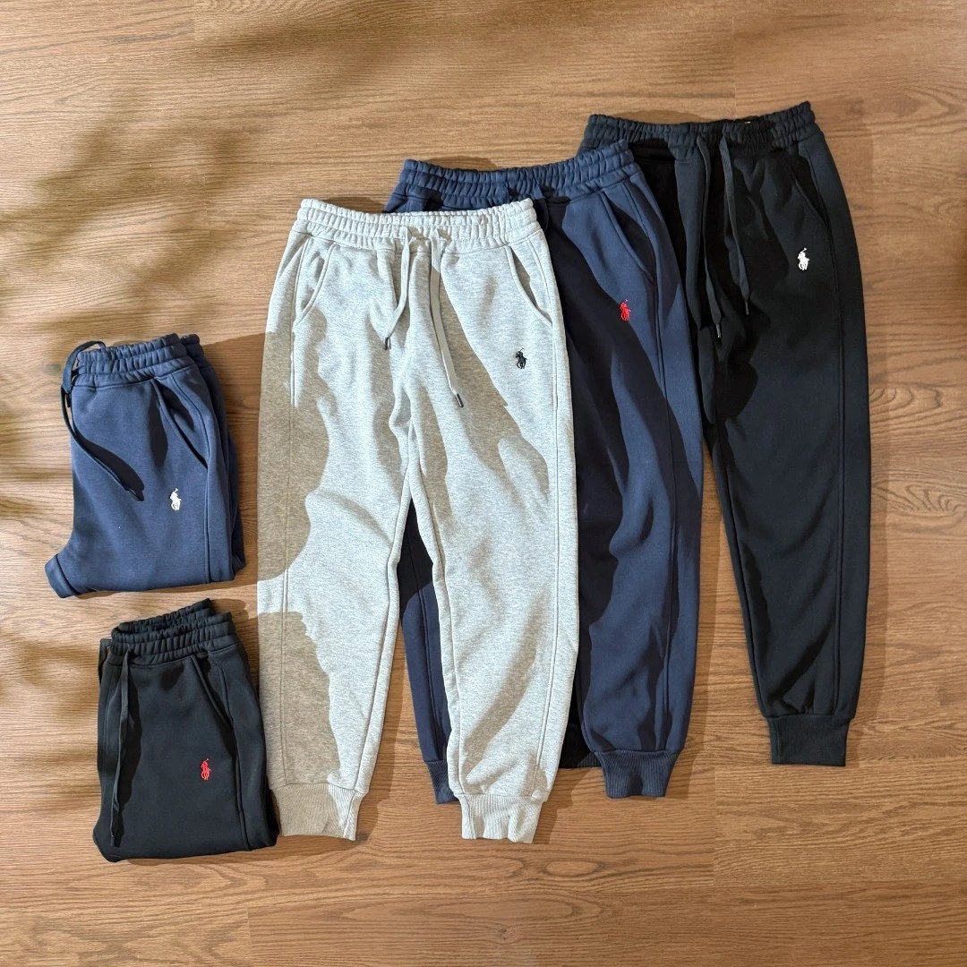 【孤品】RL拉家经典小标刺绣  纯色松紧抽绳长款束脚长裤 Foto QC de WEIDIAN na Qualit.ly