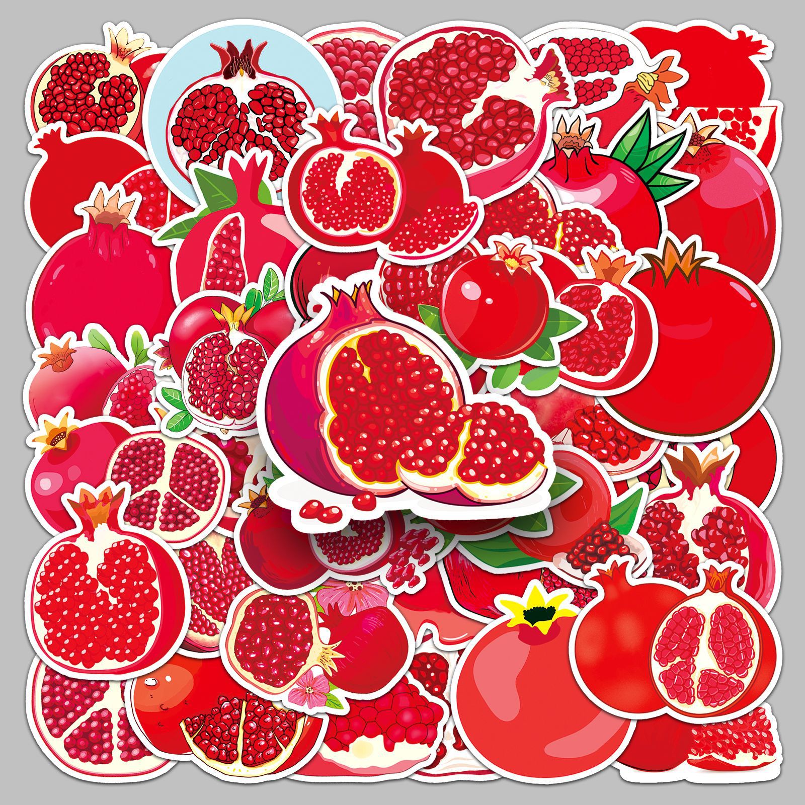 50 pomegranate cartoon fruit children's stickers Cartoon Stickers food cute hand account waterproof decoration