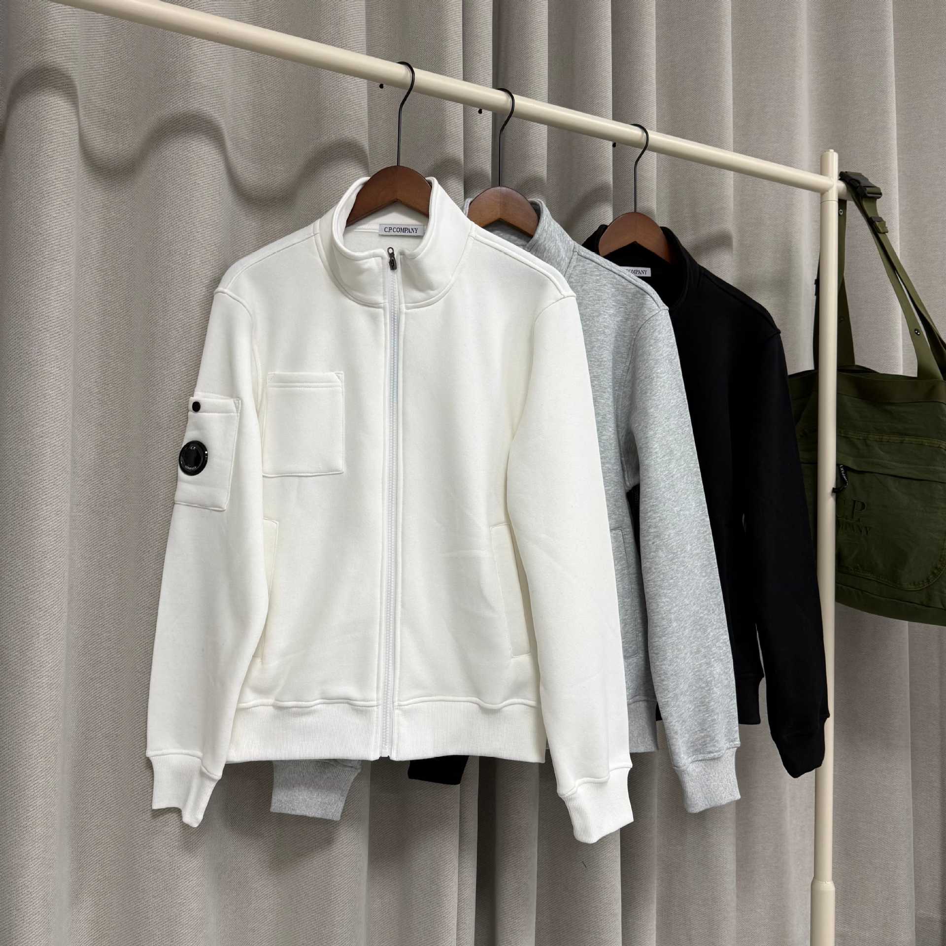 Cp Cross-Border Exclusive Supply Company Cardigan Pocket Cardigan Fleece Sweatshirt European Size Solid Color Stand Collar Jacket Ins