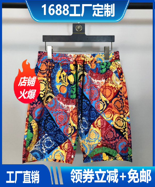 2022 Summer New European and American Fashion Foreign Trade Trend Casual Digital Printing Men's Beach Pants Pants Shorts