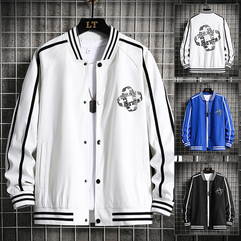 LAZADA Hong Kong Style Loose Collar Casual Sports Jacket Coat Men's Urban Printed Men's Baseball Suit Fashionable Spring Style