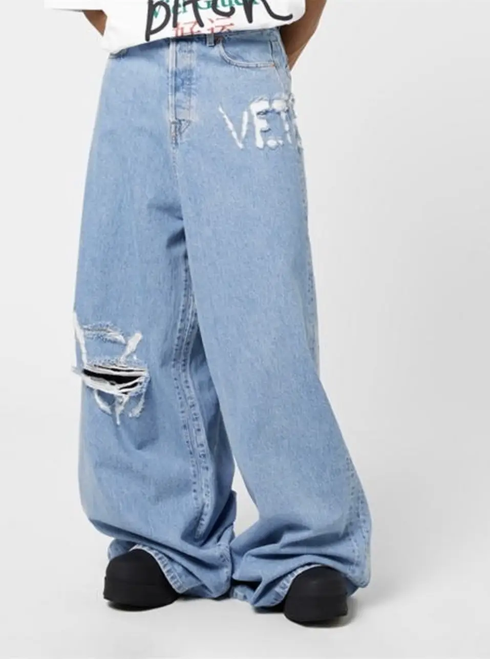 Vet New arrival American retro Denim Men Spring and Autum High Street Trendy Wide Leg Pants Straight-leg Loose Casual Pants