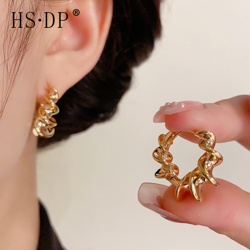 Personalized Hip Hop Punk Spiral Design Ear Ring Elegant Earrings Niche Fashion Simple Light Luxury Earrings Wholesale