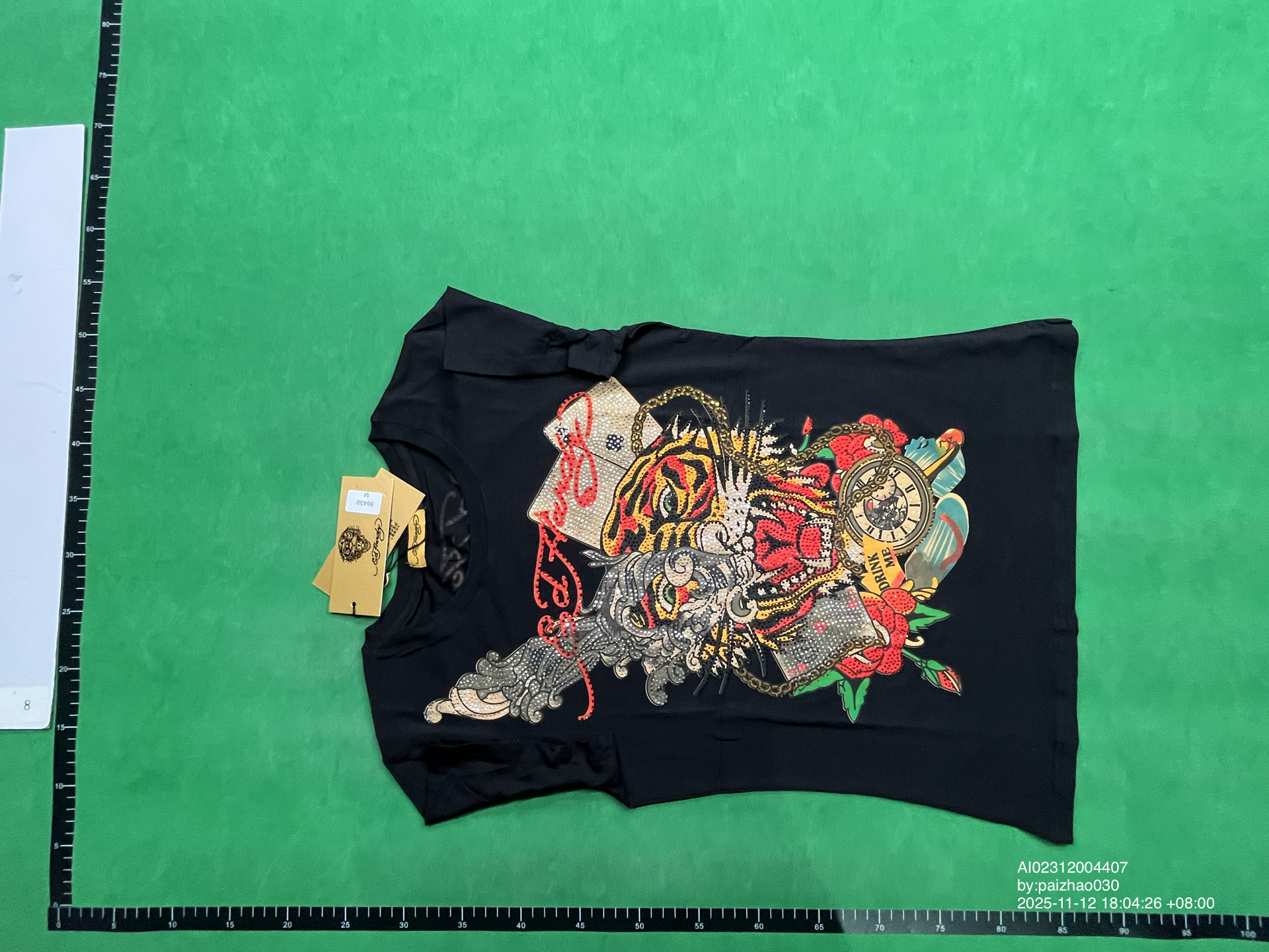 Cross-Border Women's T-Shirt/Ed Hardy New Women's Clothing Alice Tiger Women's Short T-Shirt/Ed High-Pressure Women's T-Shirt QC