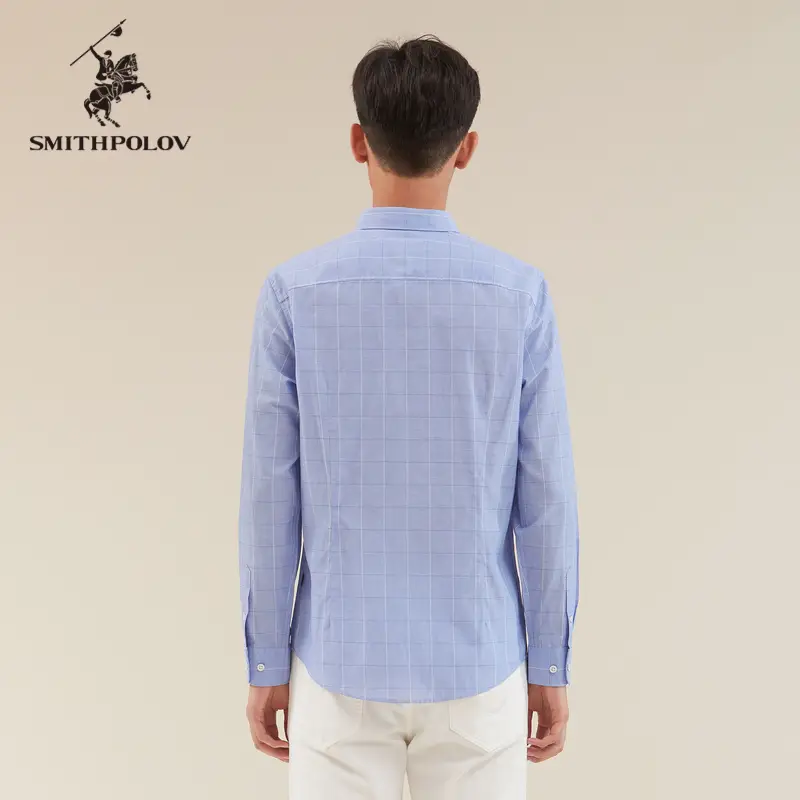 Schmidt Paul Spring New arrival Men Casual Long sleeves shirt Plaid Linen silm Shirt Tops