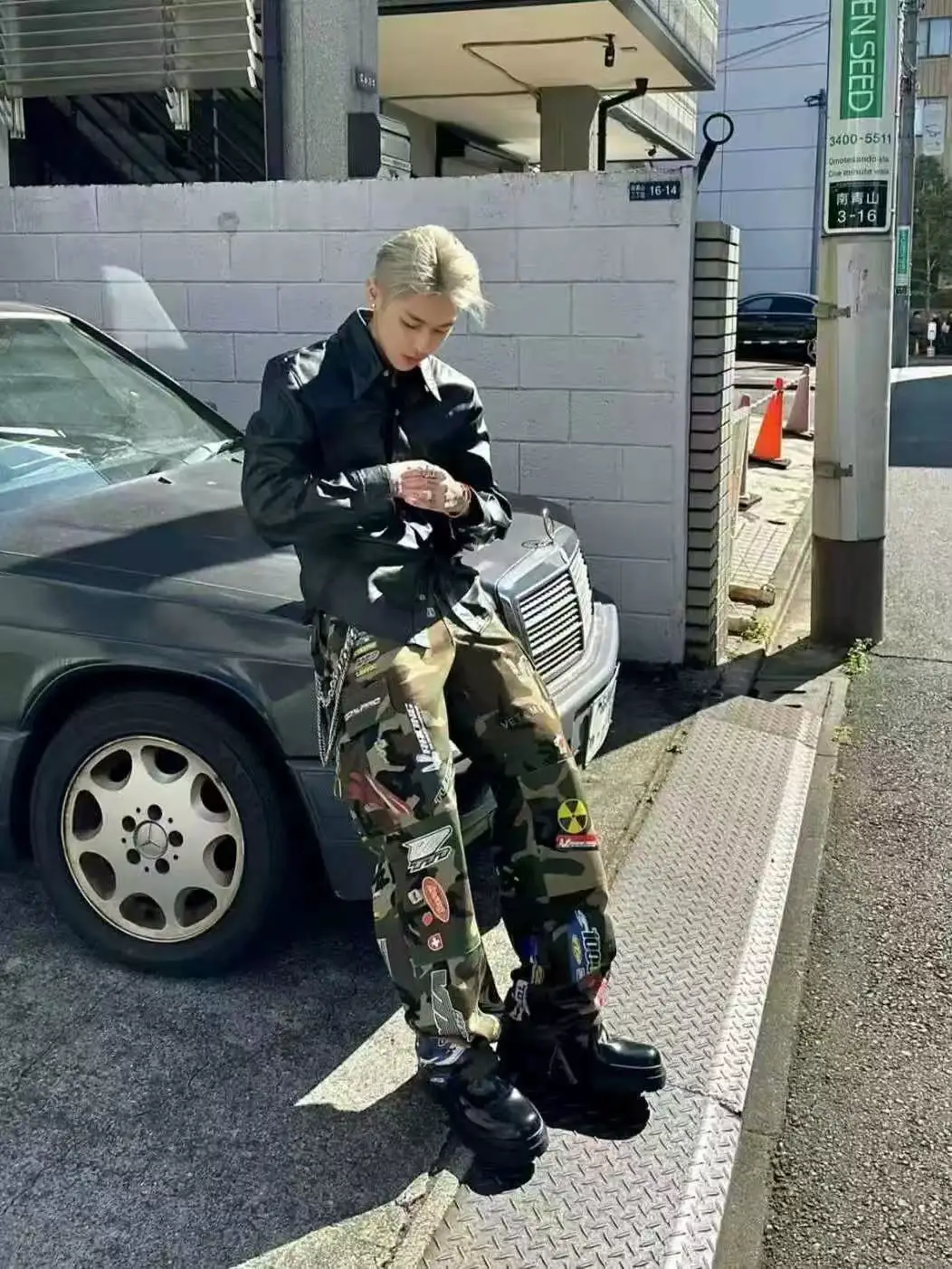 0Pium Yvl Style Vtm 18Aw Camouflage Sticker Print Cargo Pants, Same Style as Carti