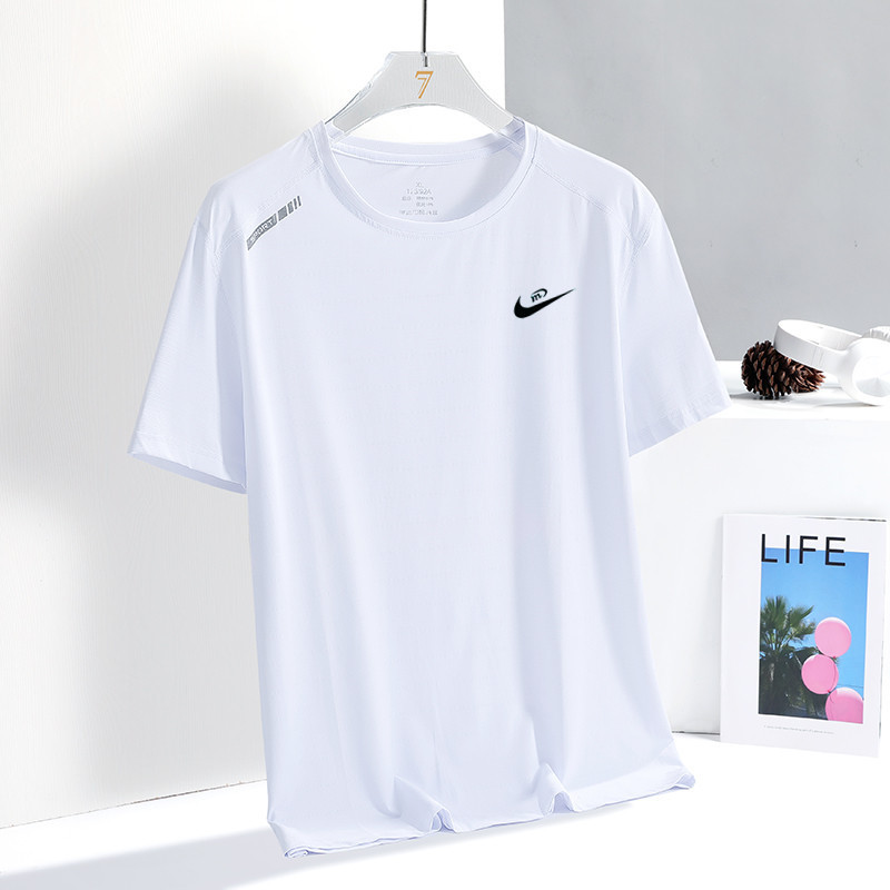 Men's 2023 Summer Short-Sleeved Men's T-Shirt New Loose Trendyy Large Size Sports Quick-Drying Ice Silk T-Shirt Tops for Men