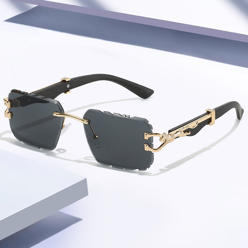 New Women's Rimless Sunglasses, Personalized Square Sunglasses, Men's High-End Fashion Cross-Border Edge-Cut Sunglasses