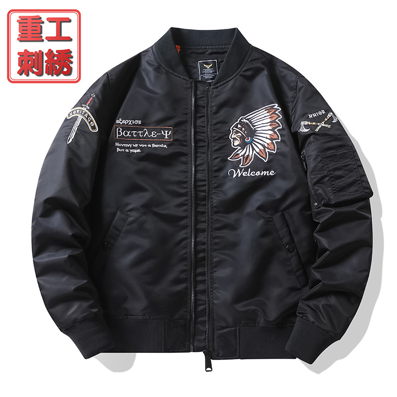 Spring and Autumn Embroidered Flying Suit Men's Baseball Suit ma-1 Aviator Jacket Thin Puppies Handsome Casual Jacket Trendy Brand