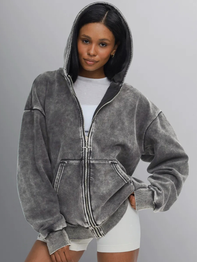 Cross-Border Zipper Cardigan Hooded Sweatshirt Men's American Retro Loose Oversize Men's and Women's Same Style Autumn and Winter Couple's Shirt