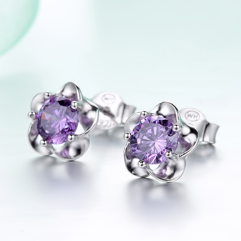 Tiktok Kuaishou cross-border stud earrings jewelry wholesale Korean style plum temperament ear women's plum stud earrings platinum ear jewelry