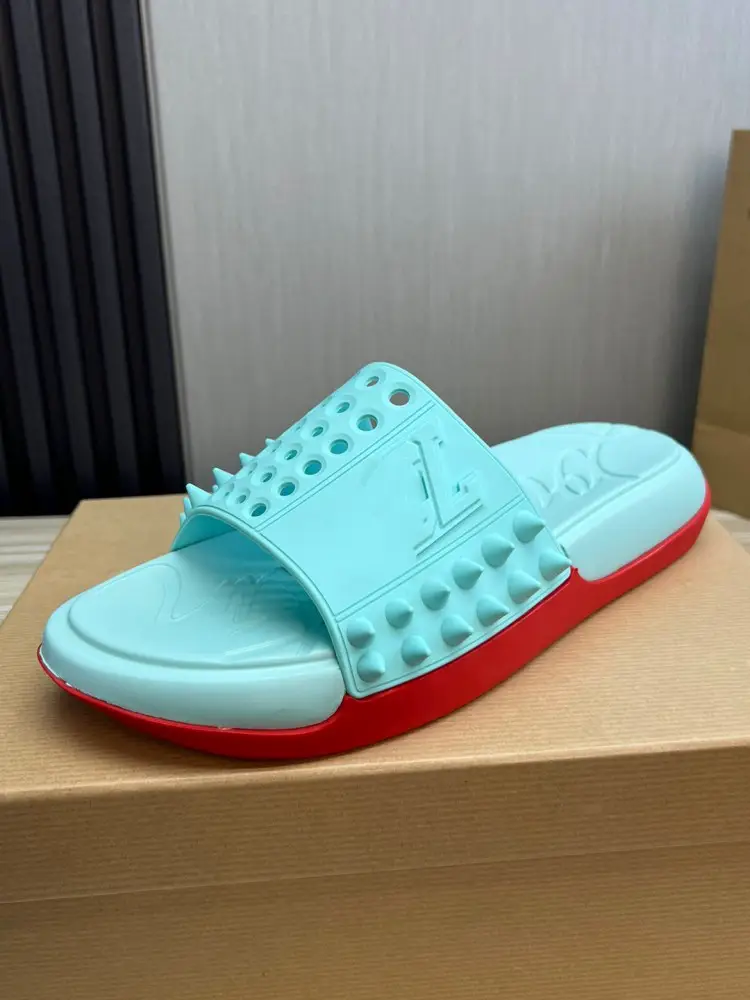 Classy 2024 New arrival Cl Slippers for Men Summer Outwear Flip Flops Thick Sole Red Bottom Rivets Big Brand Genuine Leather Trendy