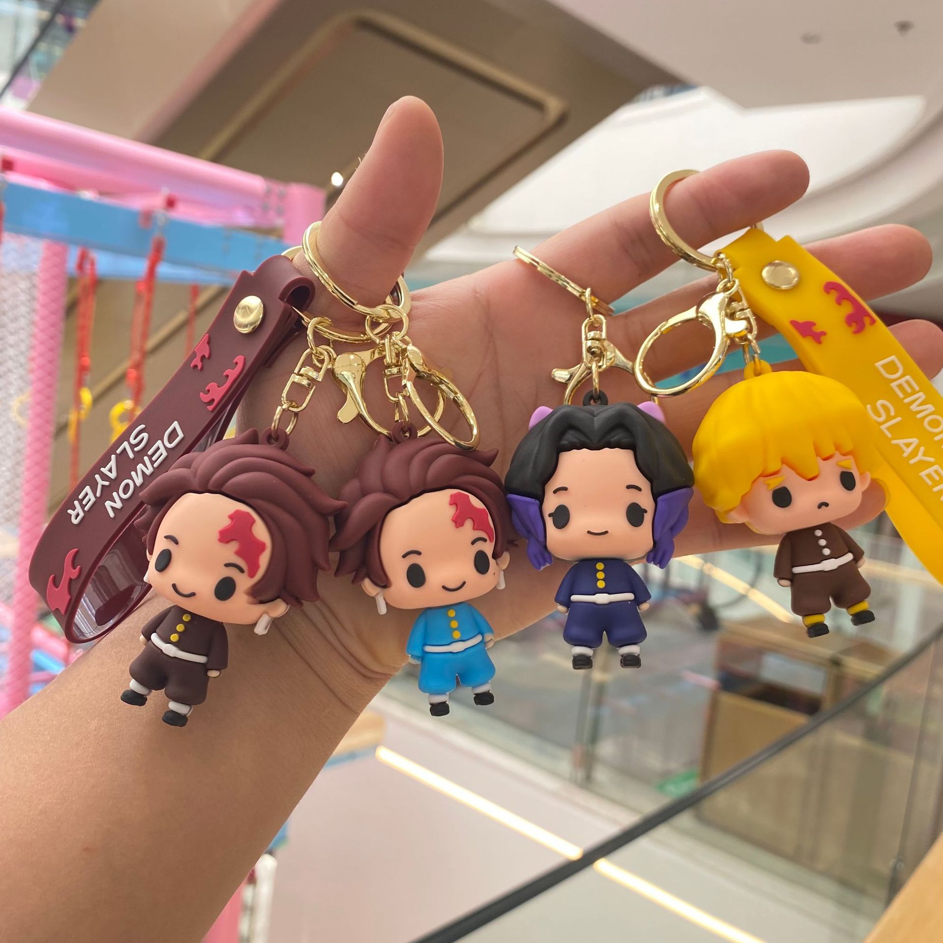 Cartoon Q Version Demon Slayer Keychain Doll Car Keychain School Bag Pendant Doll Machine Small Gift Wholesale