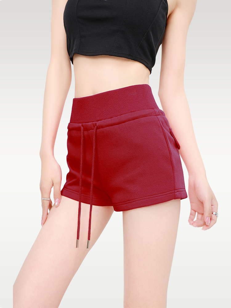 Red Casual Sports Shorts for Women, Summer 2026 New Style, Slim Fit, Petite Sweatpants, American Style Hot Pants