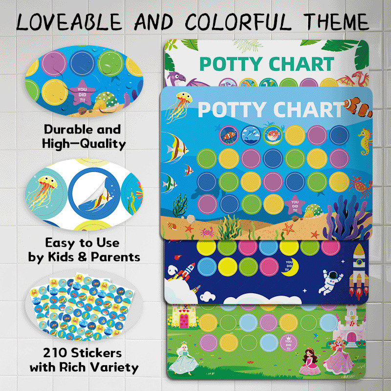 Cross-Border Children's Toilet Training Stickers Amazon Temu Baby Boys and Girls Educational Toilet Reward Chart