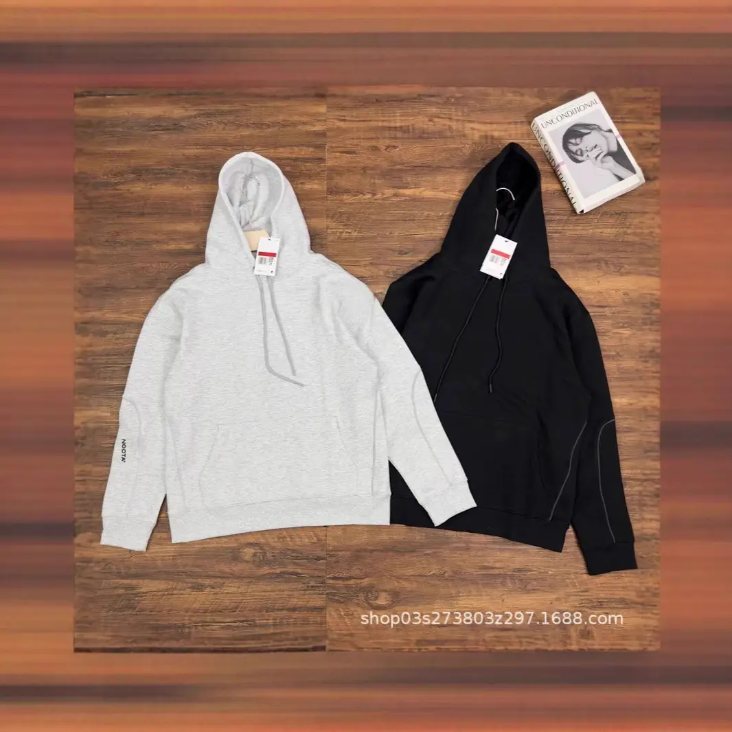 Spring new small hook co-branded NOCT chest printing long-sleeved hooded casual loose 3M reflective stripes pullover sweater