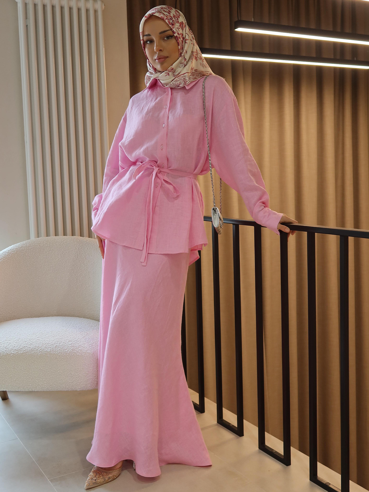Amazon European and American Cross-Border 2025 Summer Elegant and Soft Long-Sleeved Long Dress Loose and Comfortable Suit Dress for Women