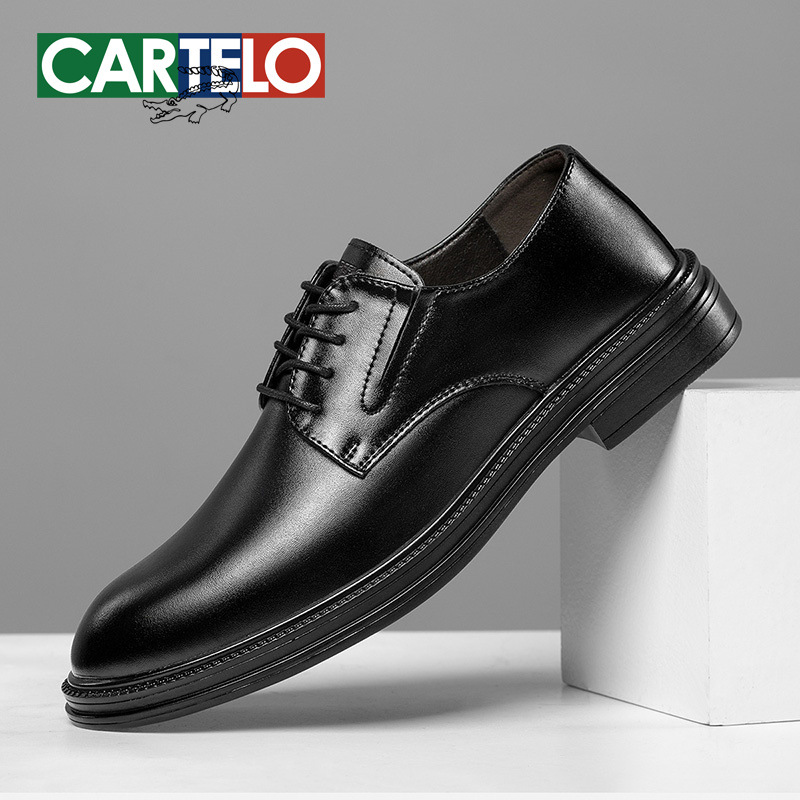 Cardile Crocodile Business Leather Shoes Men's Low-top Casual Leather Shoes Thick-soled Work Shoes Glow-top Round-toe Leather Shoes Men's Shoes