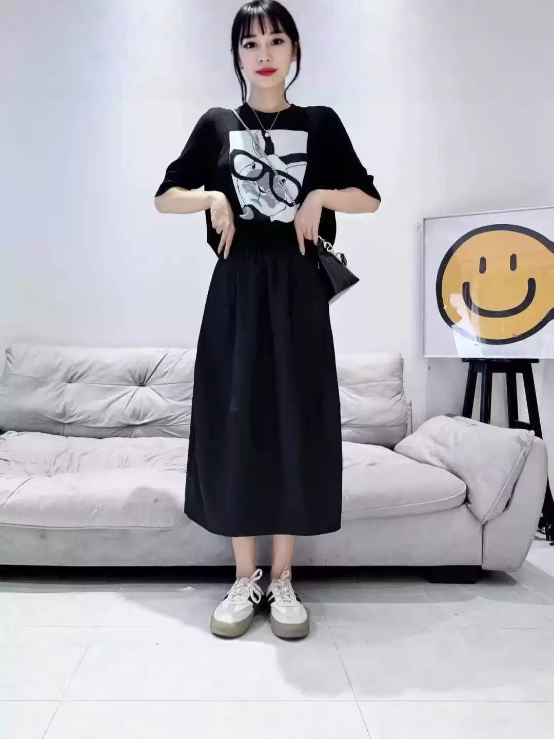 2026 Spring Style Women's Loose Casual Korean Style College Style Skirt Mid-Length Skirt New Style Skirt